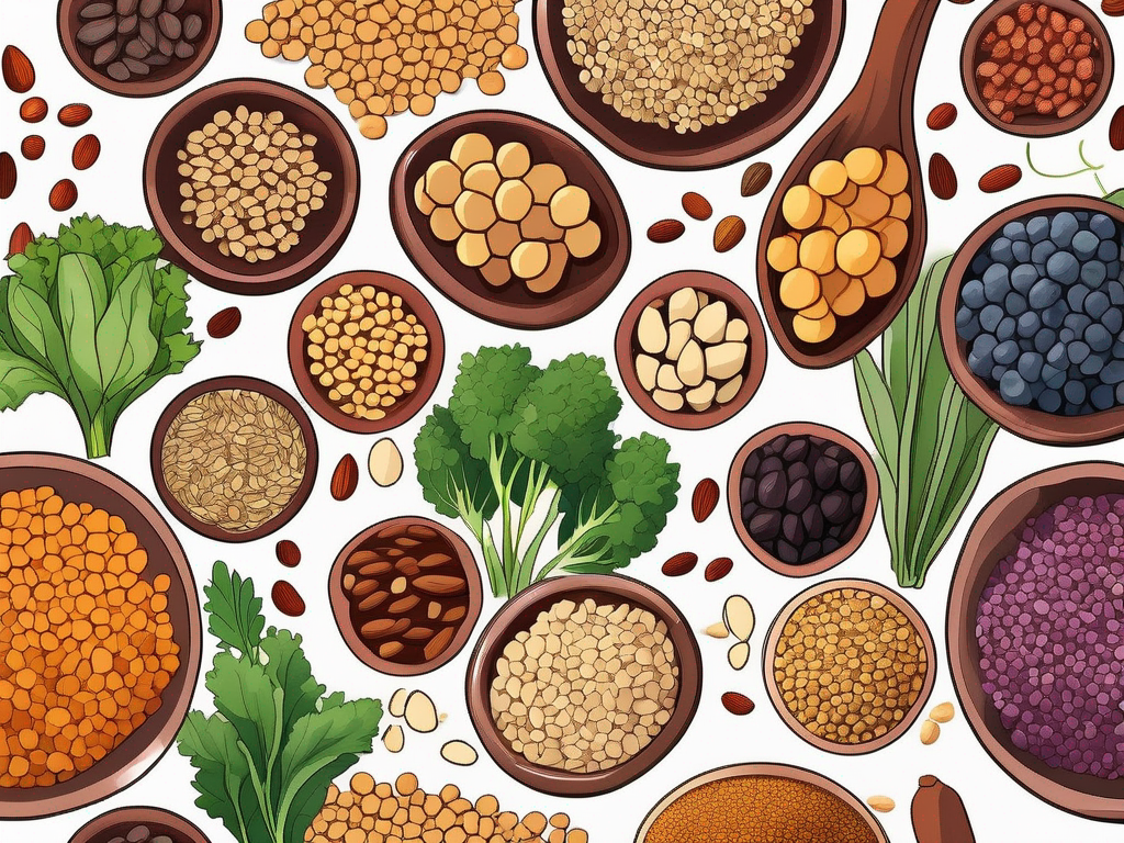 An assortment of colorful plant-based protein sources