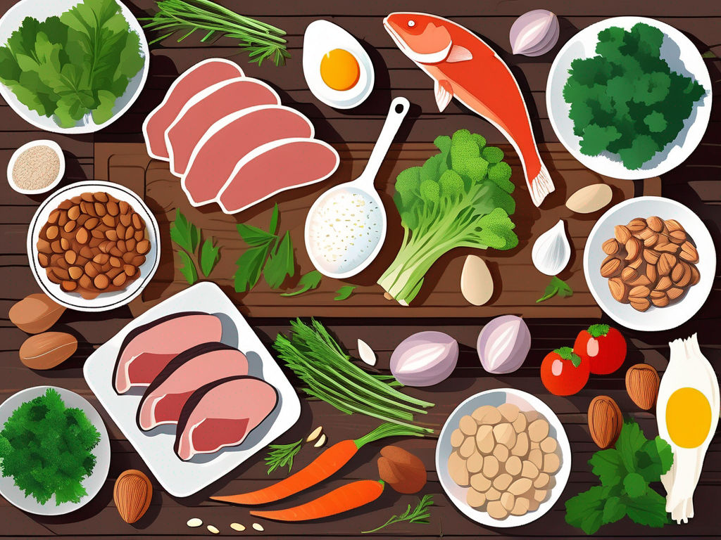 A vibrant assortment of protein-rich foods commonly found in a paleo diet