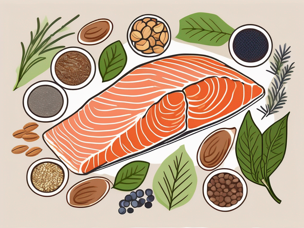 An array of colorful foods rich in omega-3 fatty acids