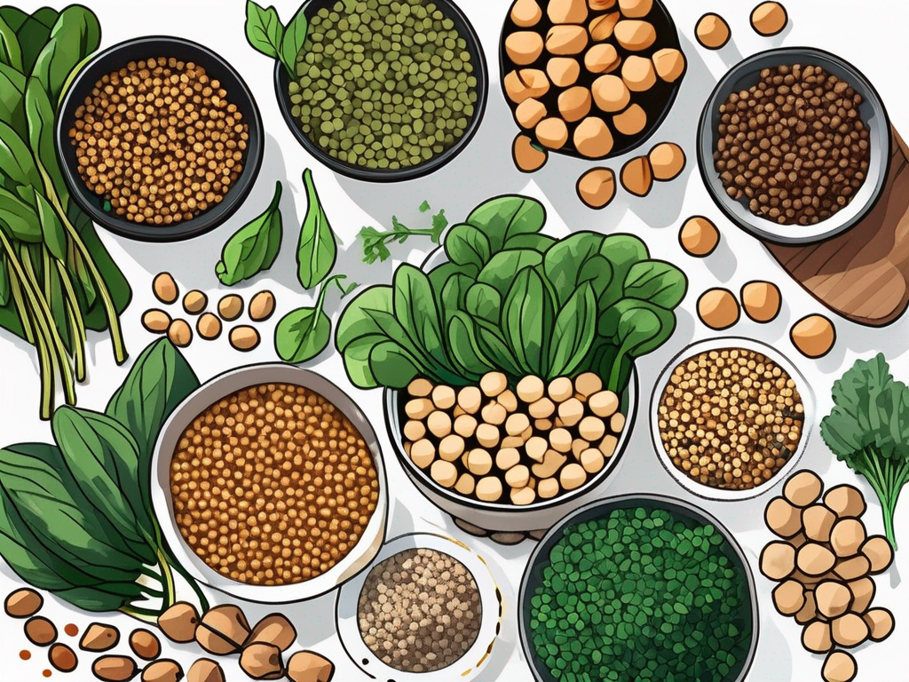 A vibrant assortment of iron-rich vegetarian foods