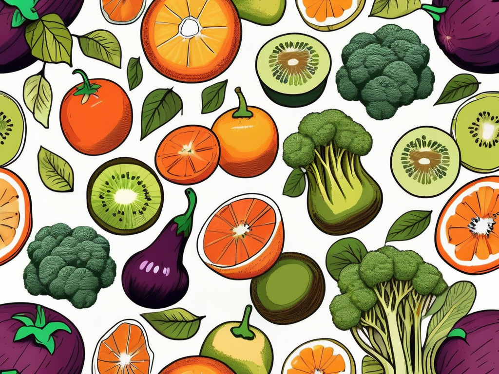 A vibrant assortment of fresh fruits and vegetables rich in vitamin c