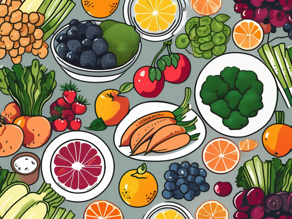 A vibrant assortment of fruits and vegetables rich in vitamin c